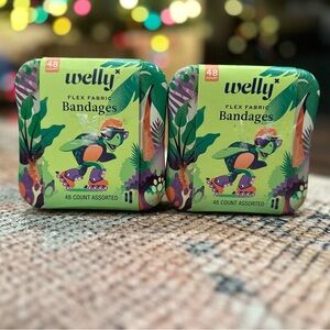 Lot Of 2 Welly Turtle Oasis Flex Fabric Bandages - 48ct Each Tin
